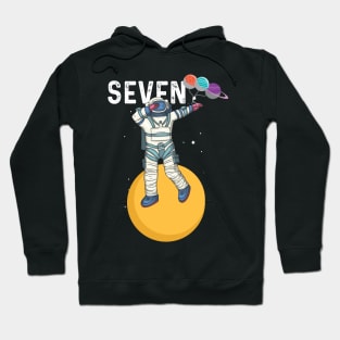 Kids 7 Years Old Outer Space 7th Birthday Gift Hoodie